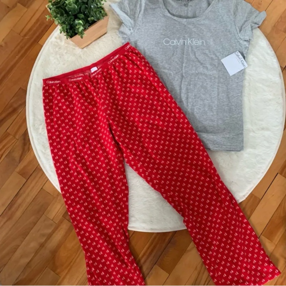 Calvin Klein Red and Gray Pajama Set